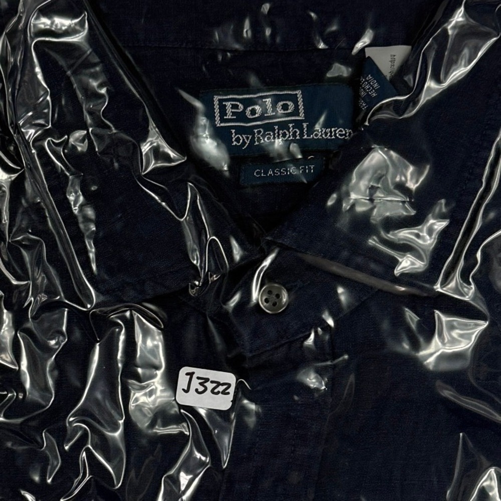 Vintage Y2K Polo Ralph Lauren Men Navy Blue Linen Shirt Classic Fit L Chest 48" - Picture 11 of 11